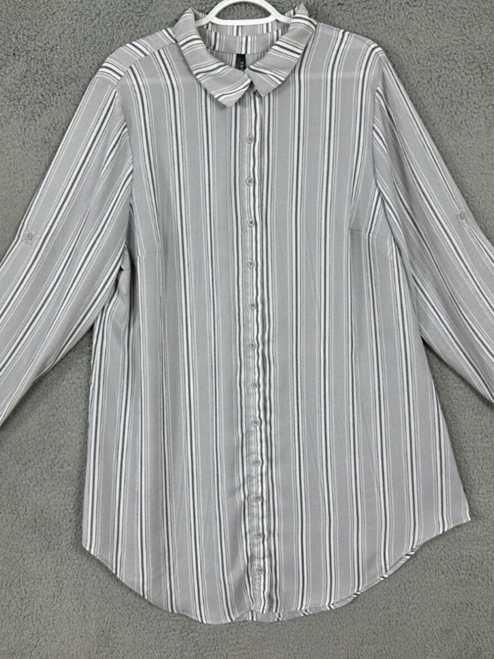 torrid Gray & White Vertical Stripe Button-Down Shirt